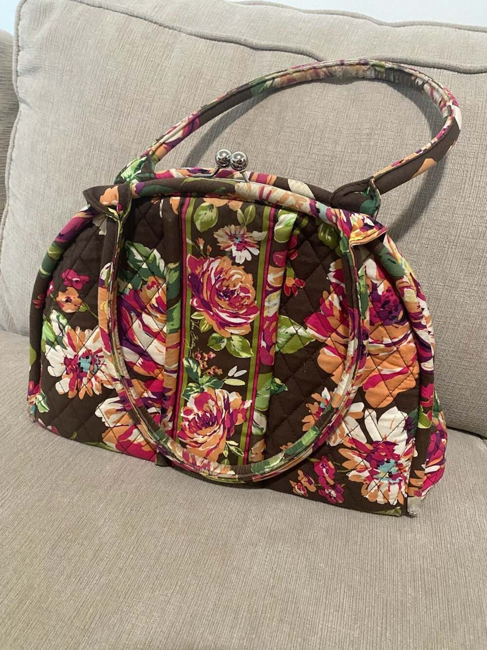 Vera Bradley Quilted Floral Kiss-Lock Frame Handbag